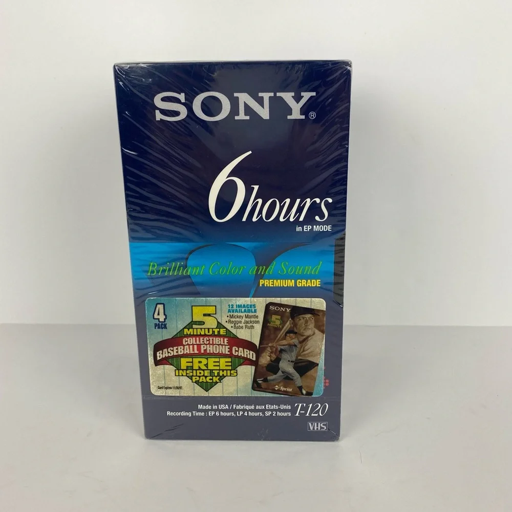 Lot of 4 Sony T-120 6hrs Blank VHS Video Tapes Premium Grade